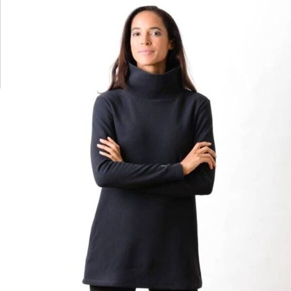 Dudley Stephens Cobble Hill Terry Fleece Turtleneck in Black sz XS - Picture 1 of 6